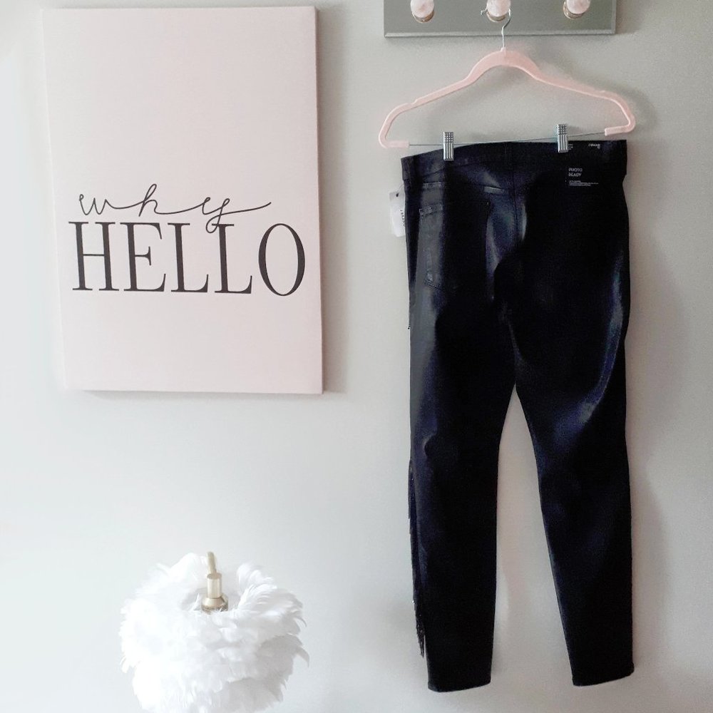 J Brand black crystal fringe high rise skinny jeans - Picture 14 of 16